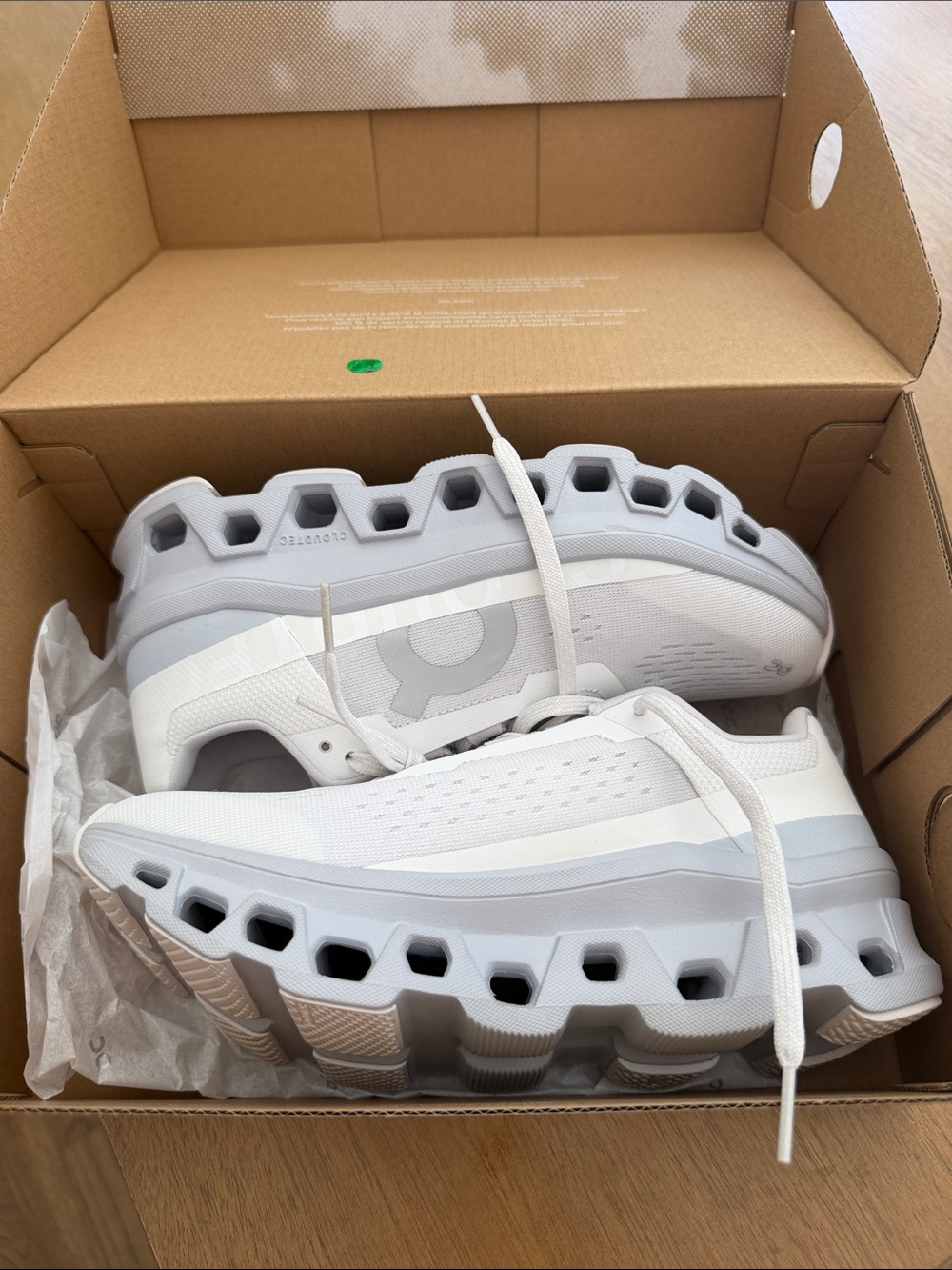 On Running WOMENS White and Light Gray cloudmonster Sneakers - Picture 5 of 5